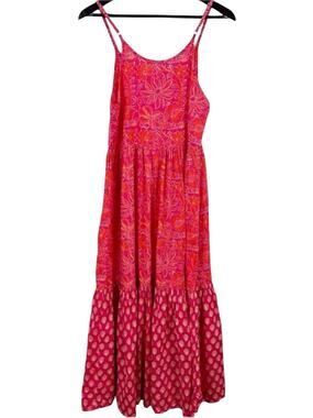 Jaipur Morni Floral Maxi Dress Size Medium Pink Sleeveless